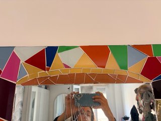 Marco de espejo o cabecero multicolor hecho a mano