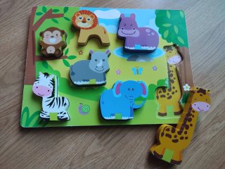 Set di 3 Puzzle in Legno per Bambini sugli Animali