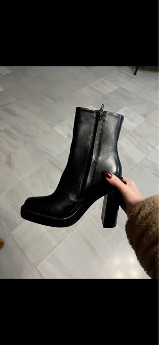 Botines Tacón Plataforma Zara Negros