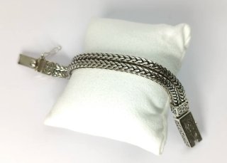 Pulsera Plata 925 chapado Doble Cadena Trenzada