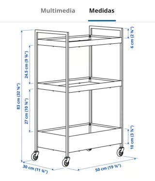 Carrito de cocina blanco con ruedas