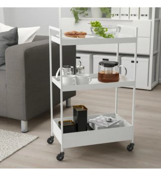 Carrito de cocina blanco con ruedas