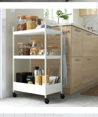 Carrito de cocina blanco con ruedas