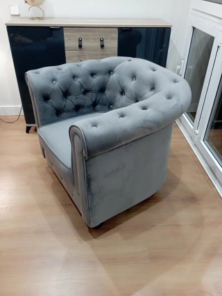 Sillón Chester Terciopelo Gris