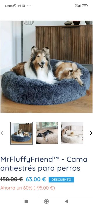 Cama Antiestrés para Mascota, Gris, Diámetro 75cm
