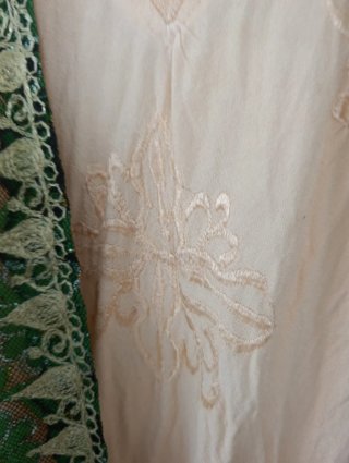 Vestido marroquí 2 piezas beige y verde