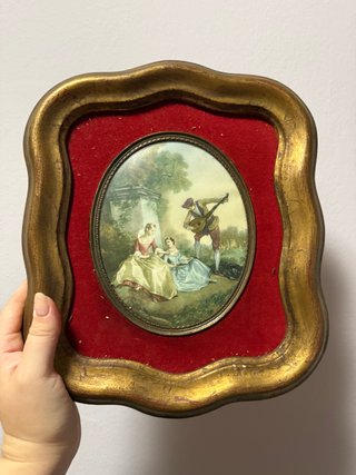 Pareja cuadros vintage dorados Lección de música