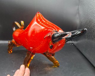 Gran figura de Toro en cristal de Murano firmado.