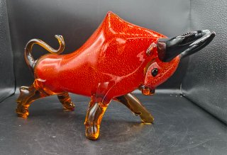 Gran figura de Toro en cristal de Murano firmado.