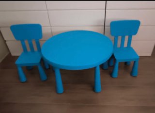 Mesa y 2 Sillas Infantiles IKEA Azul