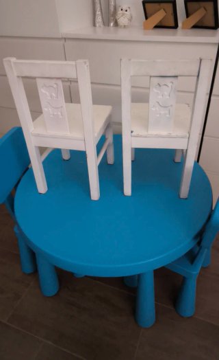 Mesa y 2 Sillas Infantiles IKEA Azul
