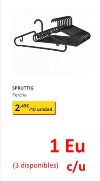 Perchas SPRUTTIG Ikea Negras (10 uds)
