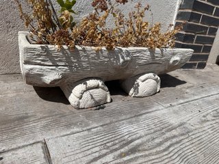 Maceta Blanca Efecto Tronco Piedra