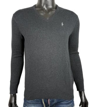 Polo Ralph Lauren Maglione V Uomo XS Grigio Cotone