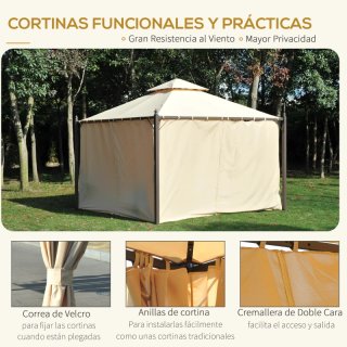 Cenador Gazebo 3x3m Doble Techo