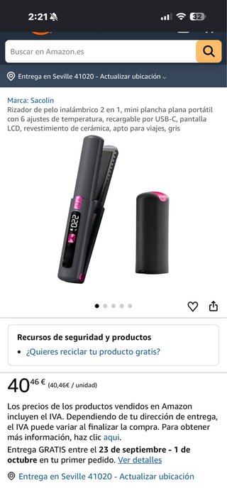 Mini plancha de pelo inalámbrica