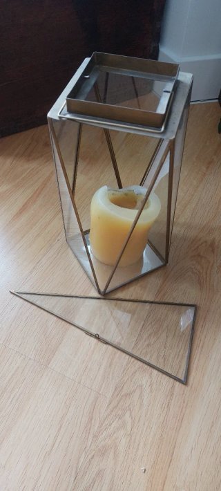 Portavelas Zara Home Cristal y Metal Dorado