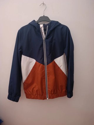 Chaqueta niño azul, blanca y naranja