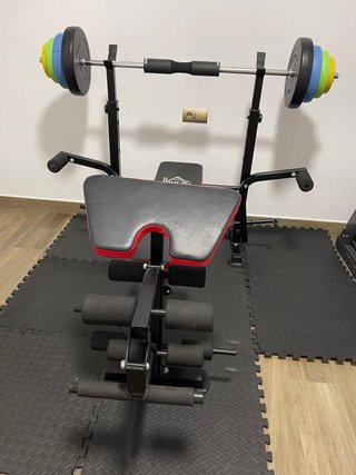 Banco Musculación Multifunción + Barra