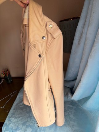 Cazadora Biker Cuero Beige Maje