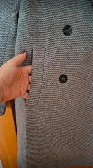 Abrigo de mujer, de espiga, color gris. Talla XS,