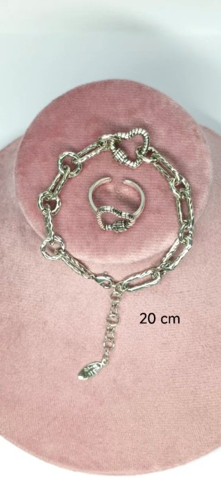 Conjunto Vintage Pulsera y Anillo de plata 925