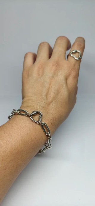 Conjunto Vintage Pulsera y Anillo de plata 925