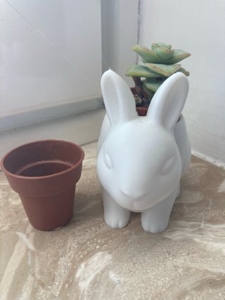 Vaso decorativo coniglio bianco 3D (no pianta)