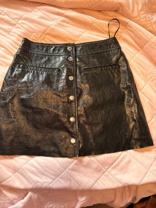 Falda de cuero MAJE negra T36 - Botones metálicos