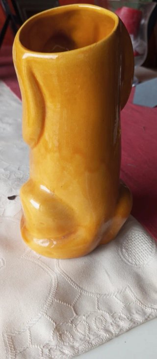 Jarrón Cerámica Perro Amarillo