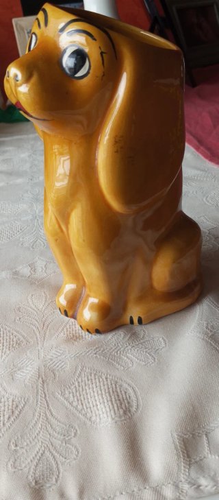 Jarrón Cerámica Perro Amarillo