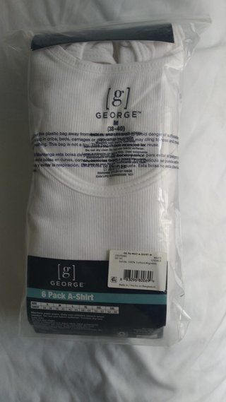 Pack 6 Camisetas Blancas Sin Manga George Talla M