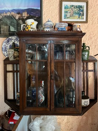 Vitrina Alacena Antigua Madera y Cristal
