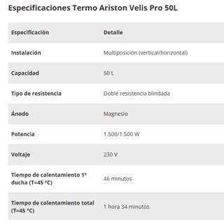 Termo Eléctrico Ariston Velis Pro 50L Nuevo