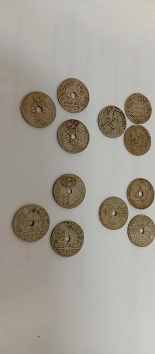 Lote 12 monedas 25 céntimos peseta
