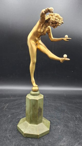 Figura Art Decó Bailarina Malabarista Firmada