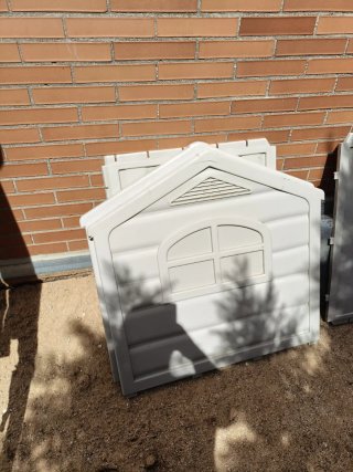 Caseta para perro beige/blanca grande XL