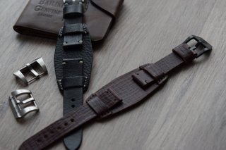 Correa de reloj Bund Cuff Cuero Negra 18-26mm