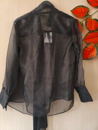 Blusa Zara Transparente Lazada Negra XS Nueva
