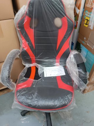 Silla de oficina ergonómica negra y roja
