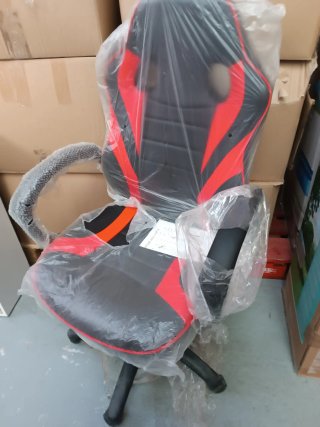Silla de oficina ergonómica negra y roja