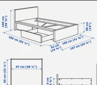 Cama Malm Ikea 90x200 con cajones