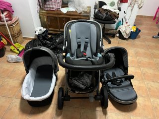 Carrito de bebé 3 piezas gris se puede rebajar