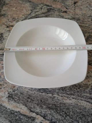 Vajilla porcelana blanca cuadrada