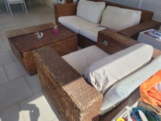 Set divani e poltrona in rattan da giardino