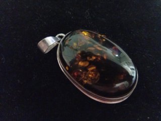 Colgante Plata Ley y Ámbar Marrón