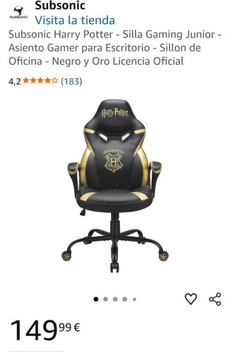 Silla Gaming Harry Potter Hogwarts Negra/Dorada
