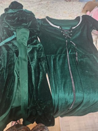 Disfraz Medieval Terciopelo Verde Capa