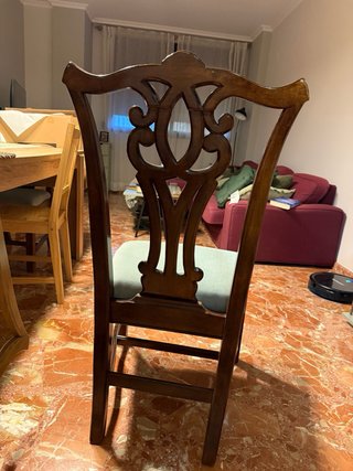 Silla de comedor madera y tela