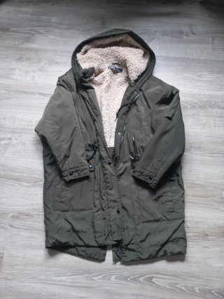 Abrigo Zara verde borreguito interior Talla amplia